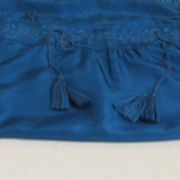 NWT Joie 100% Silk Moroccan Blue Tassel-Drawstrings Spaghetti-Straps Mini Dress - Picture 6 of 10